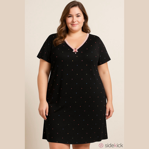 Secret Treasures Polka Dot Nightshirt Pink Lace Trim